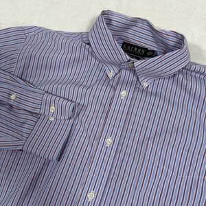 Lauren Ralph Lauren Mens Non Iron Striped Button Down Shirt Size 18 36 37 XXL